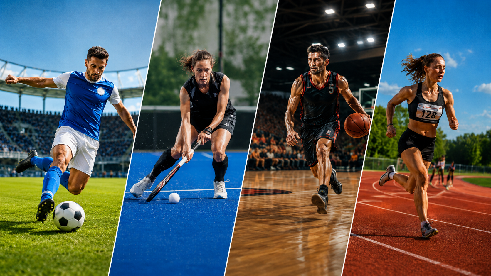 Supporters en sporters uit voetbal, hockey, basketbal en atletiek